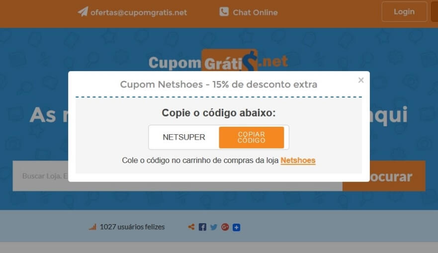 cupom netshoes hoje